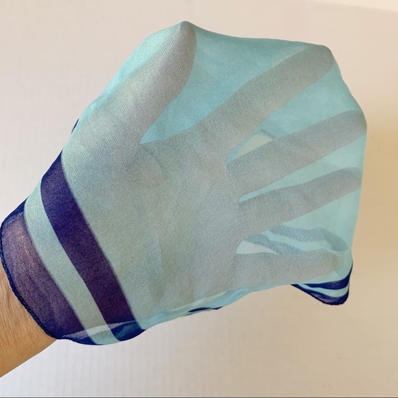 5/$25 Sheer square blue stripe scarf - Picture 5 of 9
